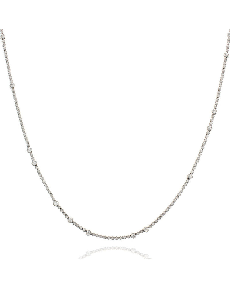 Long Single Strand Diamond Necklace in 14k White Gold