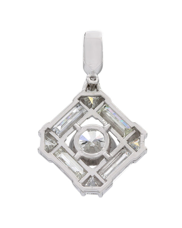 Platinum Pendant with Trillion, Baguette, Bullet, and Round Accent Diamonds