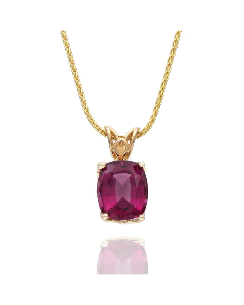 Oval Rhodolite Garnet Drop on Wheat Chain