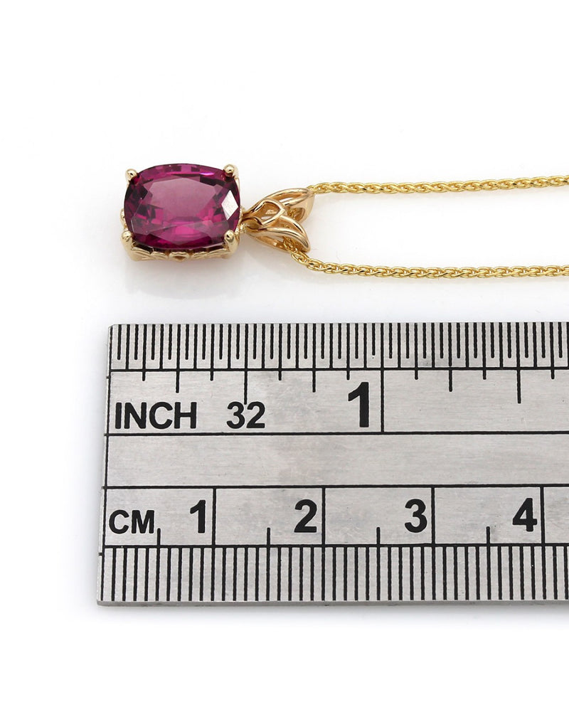 Oval Rhodolite Garnet Drop on Wheat Chain