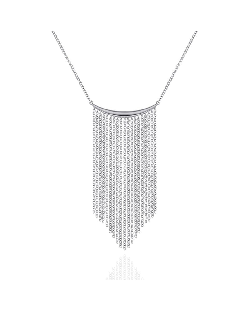 Gabriel & Co Curved Bar Waterfall Necklace in 14k White Gold