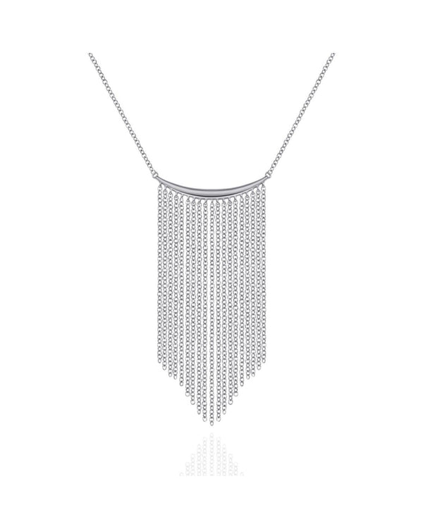 Gabriel & Co Curved Bar Waterfall Necklace in 14k White Gold