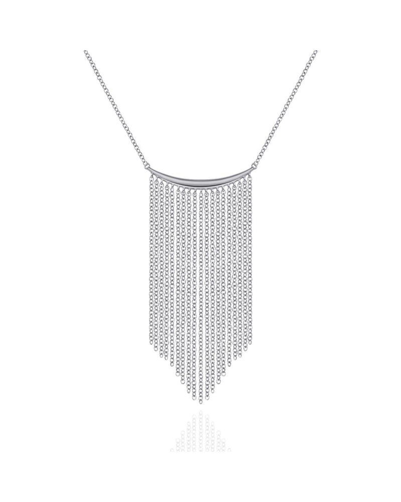 Gabriel & Co Curved Bar Waterfall Necklace in 14k White Gold