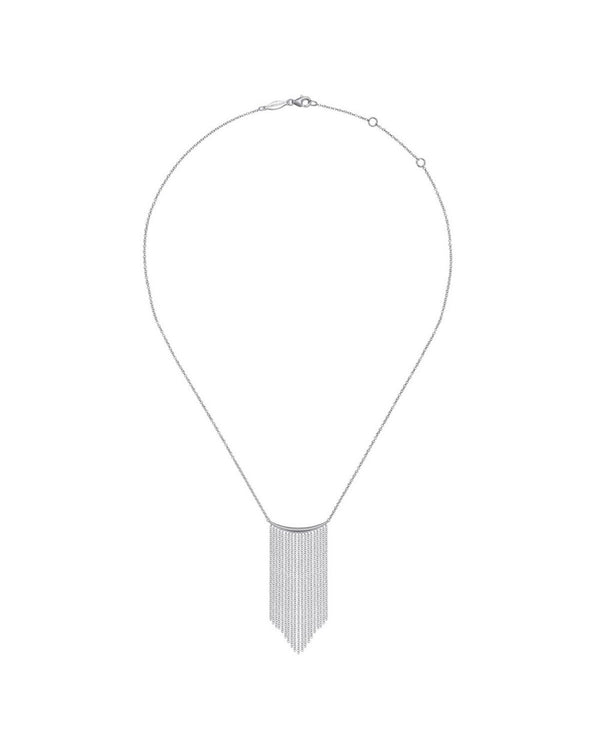 Gabriel & Co Curved Bar Waterfall Necklace in 14k White Gold