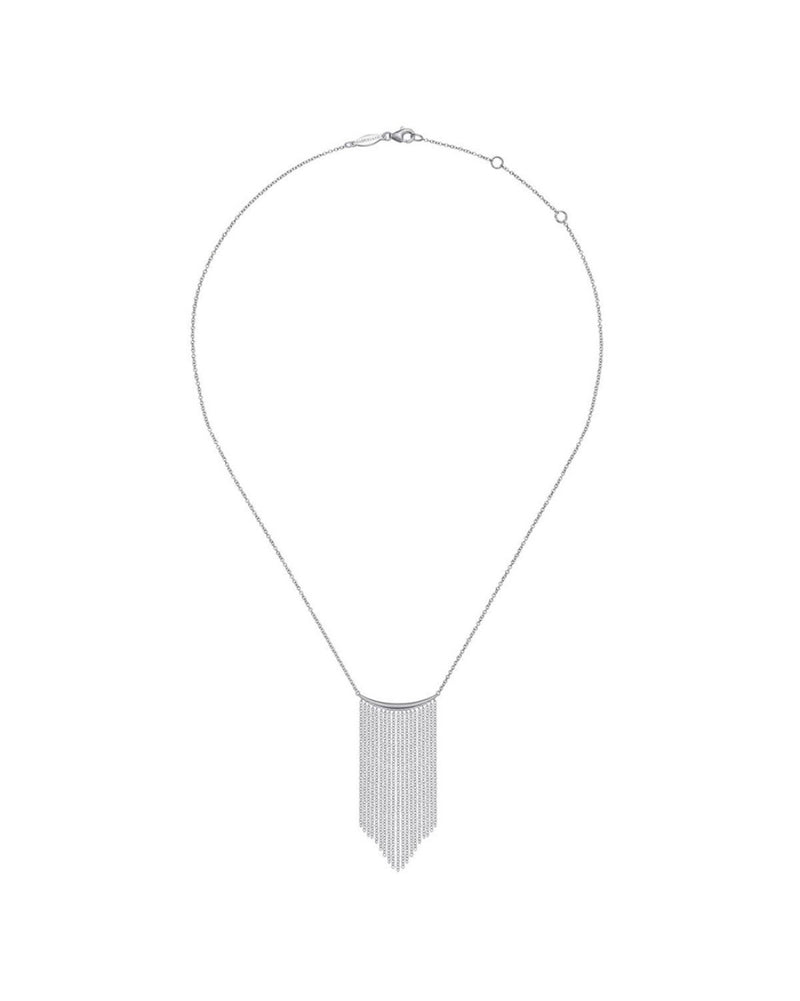 Gabriel & Co Curved Bar Waterfall Necklace in 14k White Gold