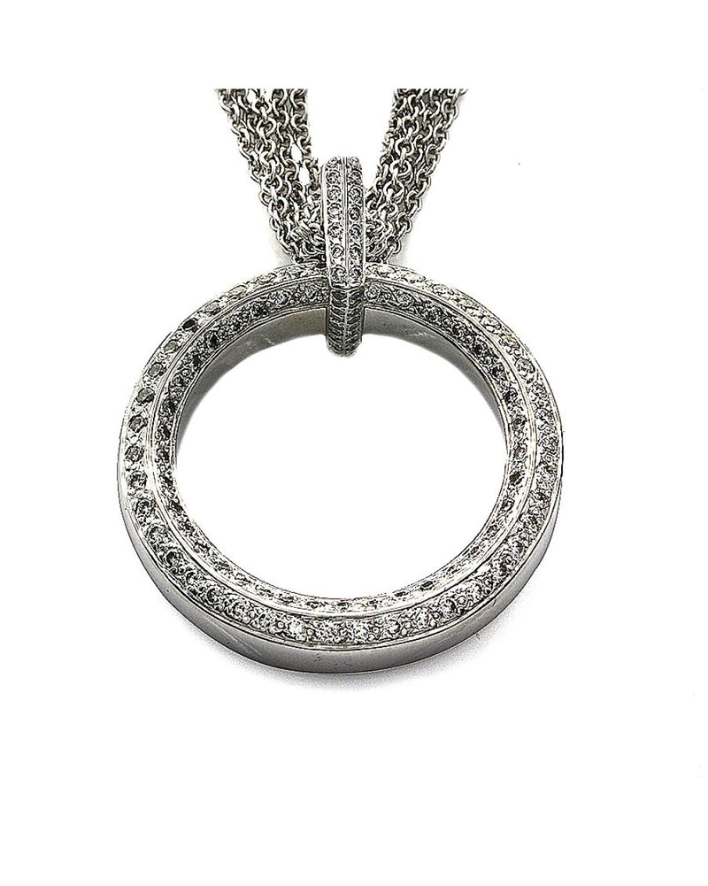 Reversible Diamond and Synthetic Sapphire Circle Necklace