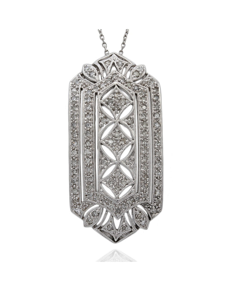 Diamond Hexagon Shape Pendant on Cable Chain Necklace