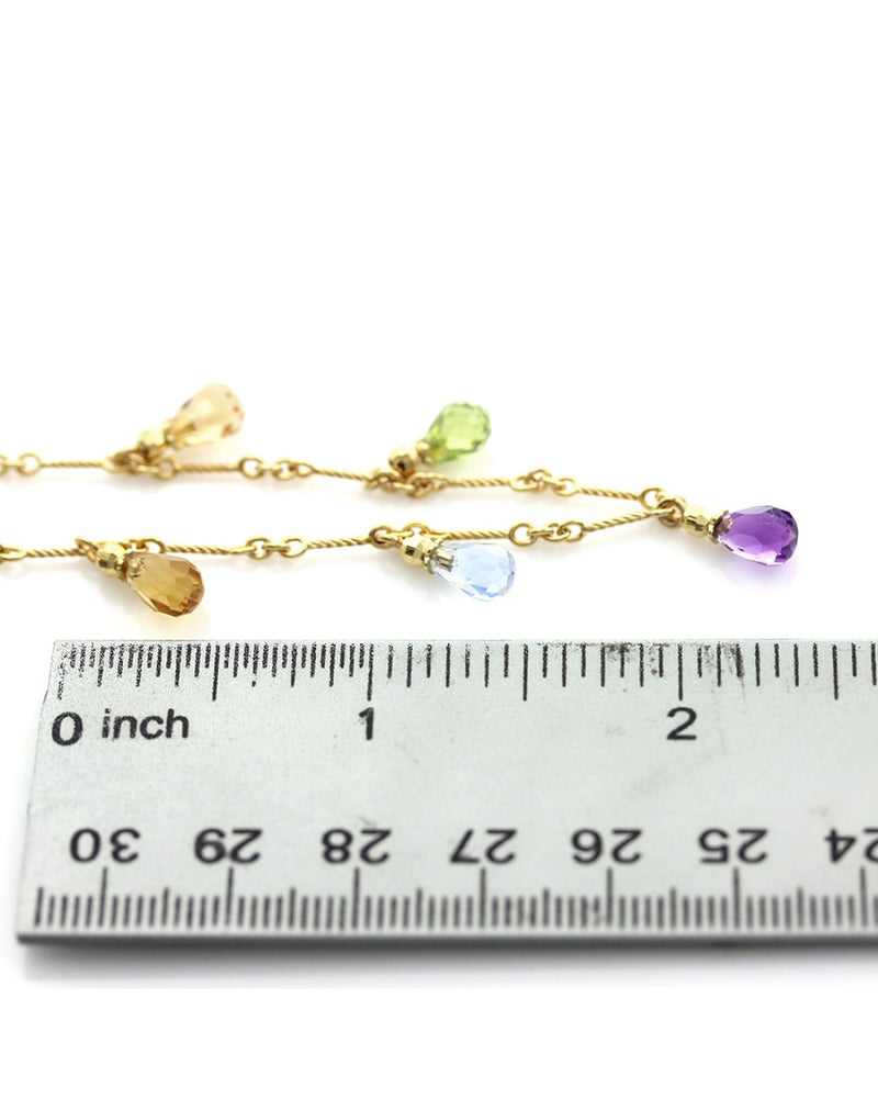 Mixed Gem Briolette Drop Necklace