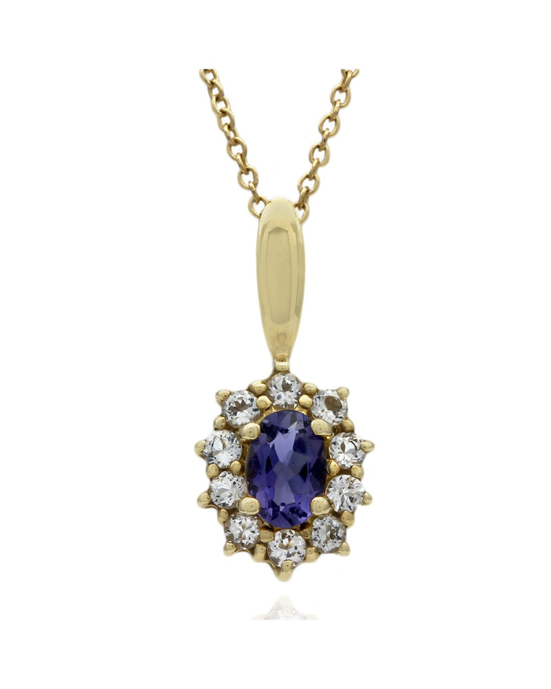 Iolite and White Topaz Drop Necklace