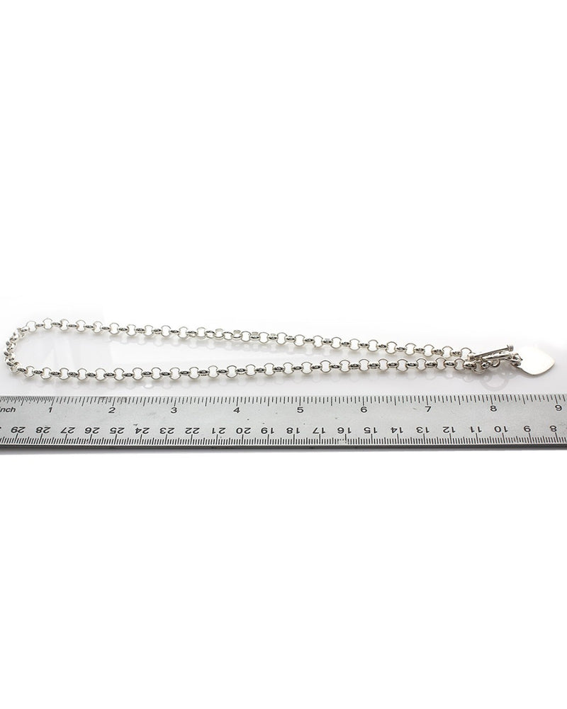 Cable Chain in Silver with Heart Charm and Toggle Clasp