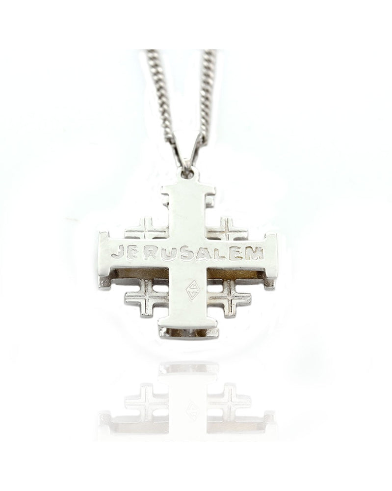 Crusader's Jerusalem Cross Necklace in White Gold