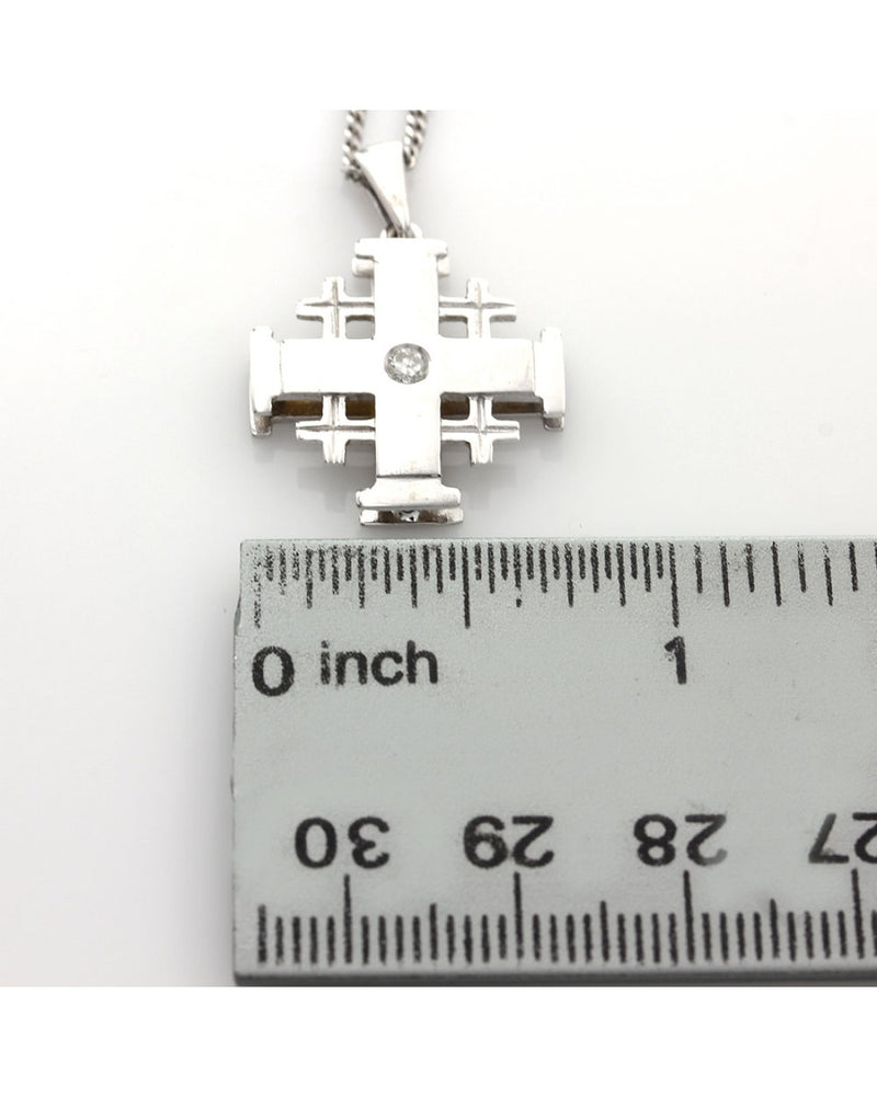 Crusader's Jerusalem Cross Necklace in White Gold