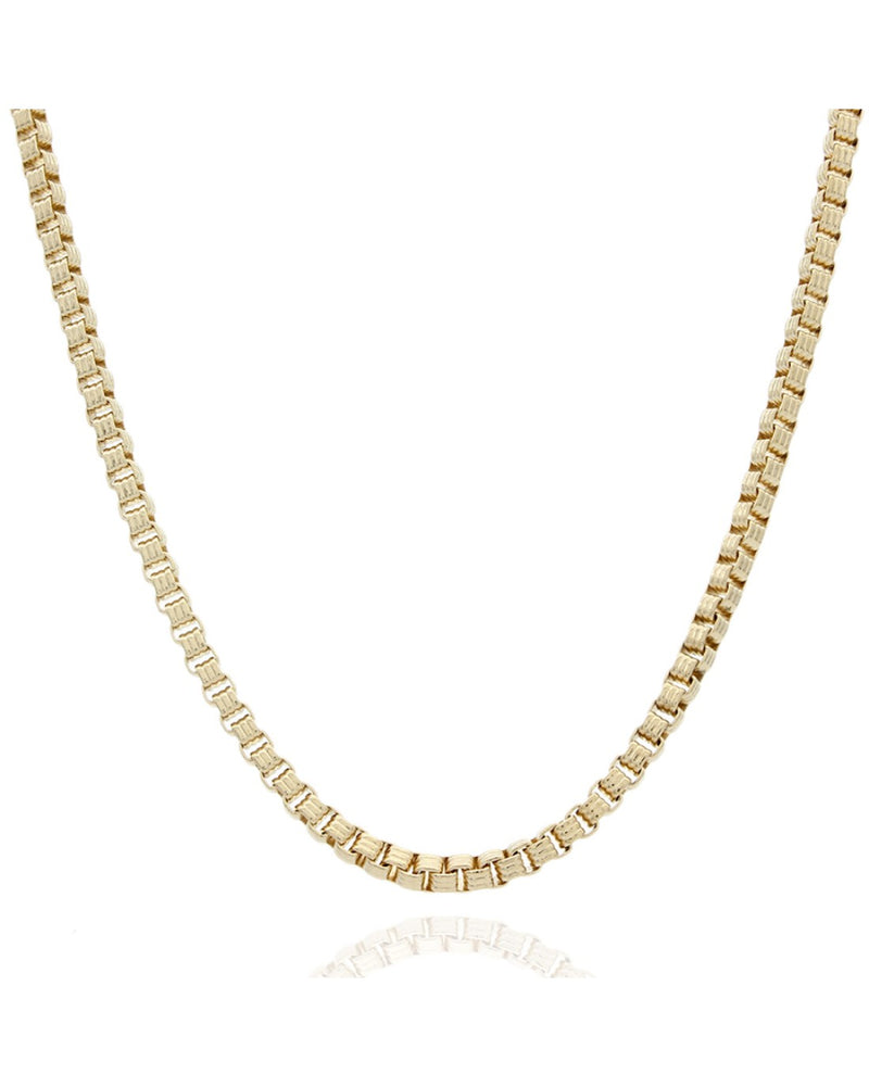 Fancy Box Link Necklace in Yellow Gold