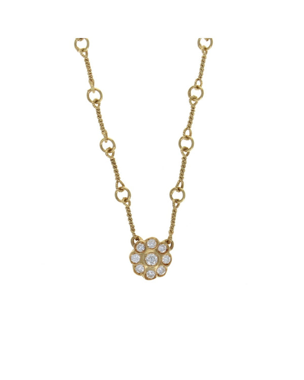 Diamond Flower Station Chain Necklace