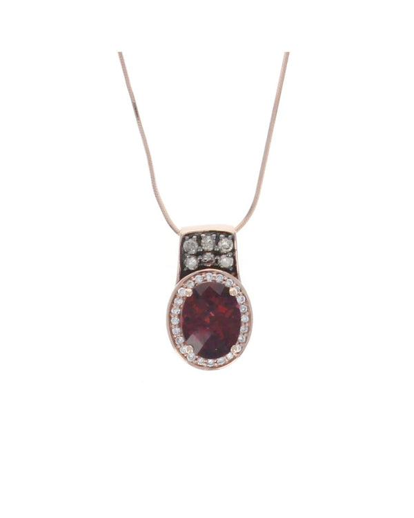 LeVian Garnet and Diamond Drop Necklace