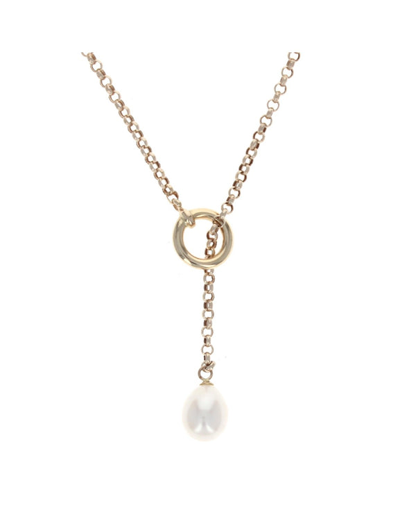 Pearl Drop Lariat Chain Necklace