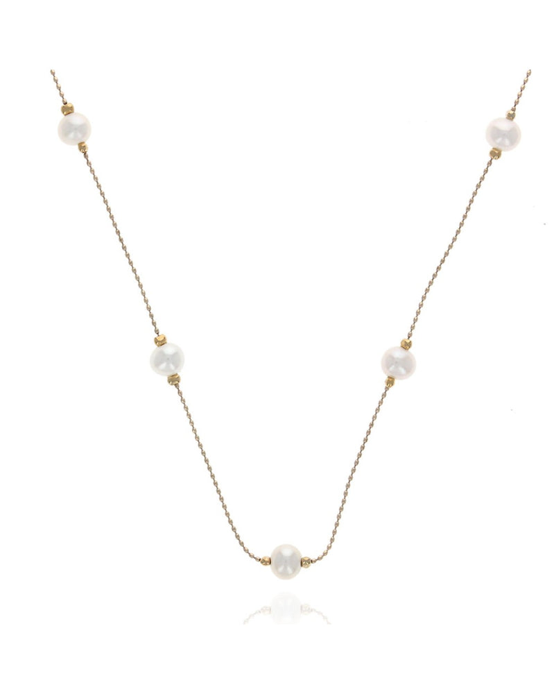 Alternating Bead and Pearl Bead Chain Necklace