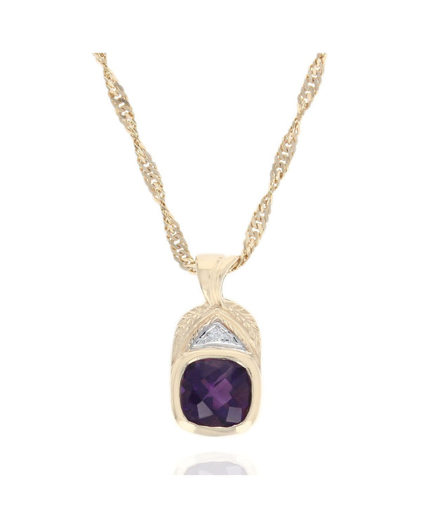 Amethyst Cushion Drop on Curb Chain Necklace