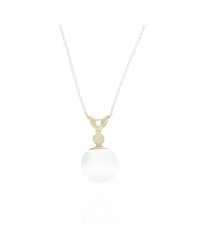 Cream Rose Pearl with Diamond Accent Drop Necklace