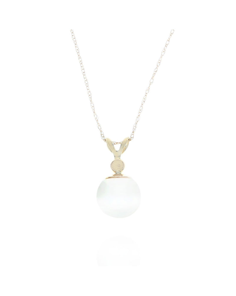 Cream Rose Pearl with Diamond Accent Drop Necklace