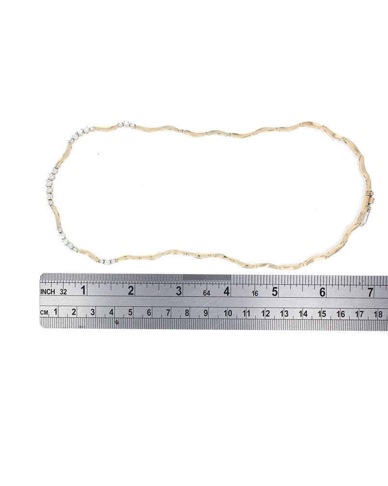 Diamond Station Wave Link Choker Necklace