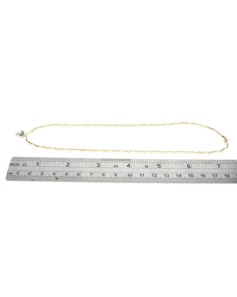 Diamond and Emerald Station on Custom Link Necklace