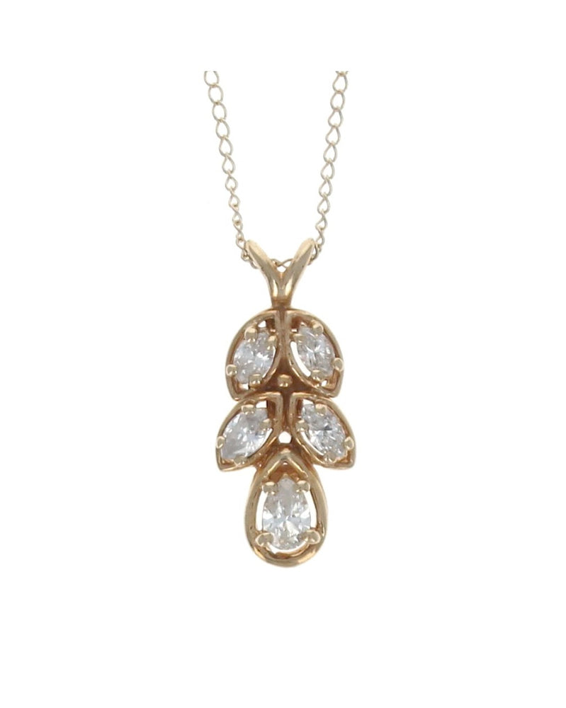 Marquise and Pear Shape Diamond Drop Necklace