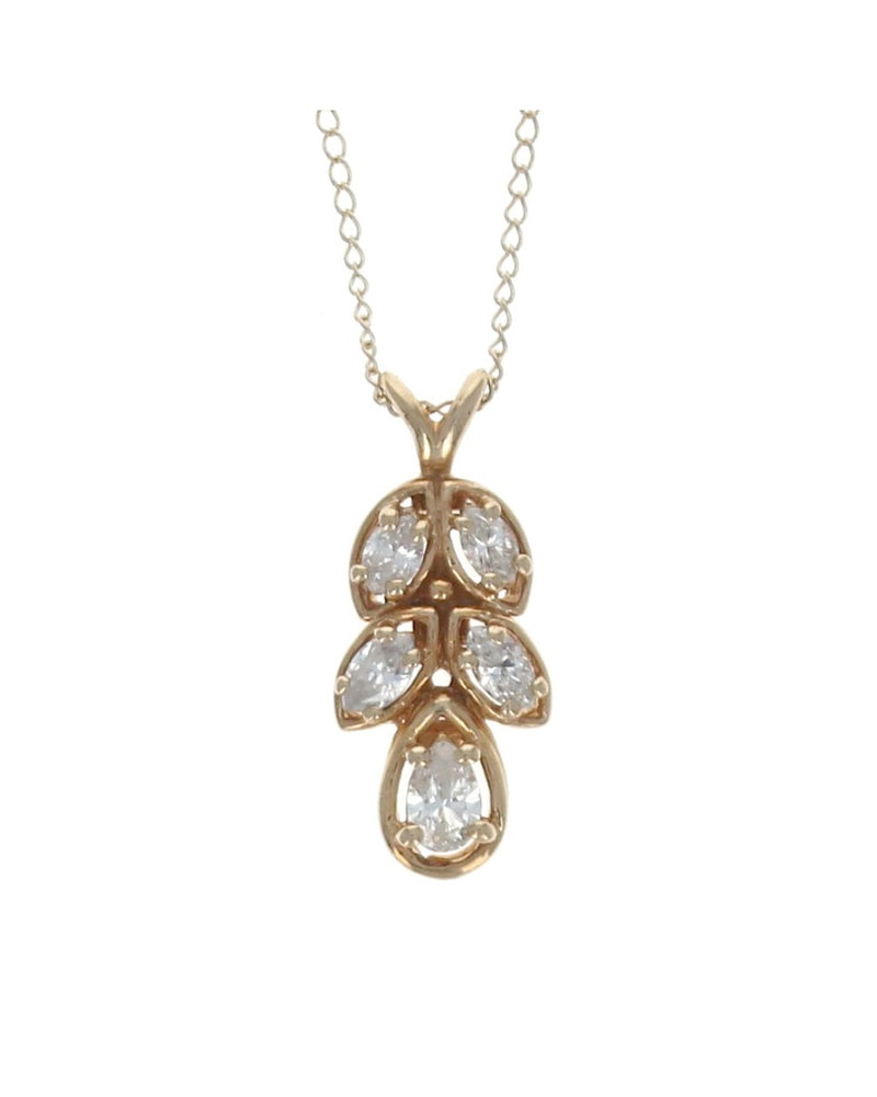 Marquise and Pear Shape Diamond Drop Necklace