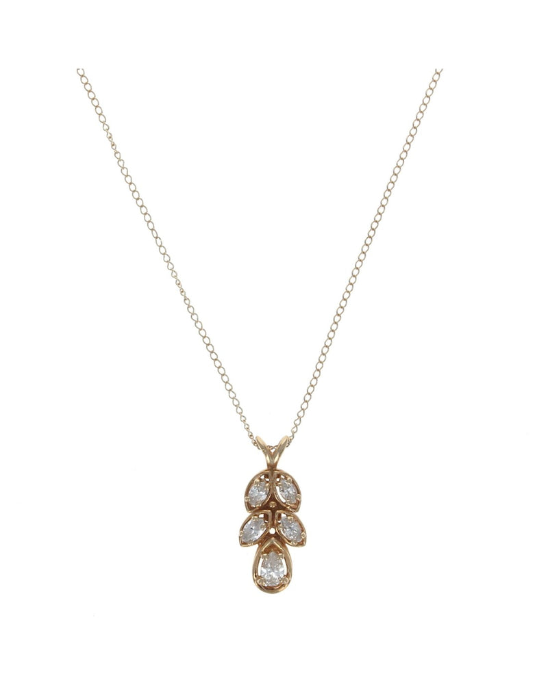 Marquise and Pear Shape Diamond Drop Necklace