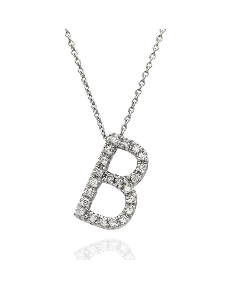 Diamond Inital B on Cable Chain Necklace