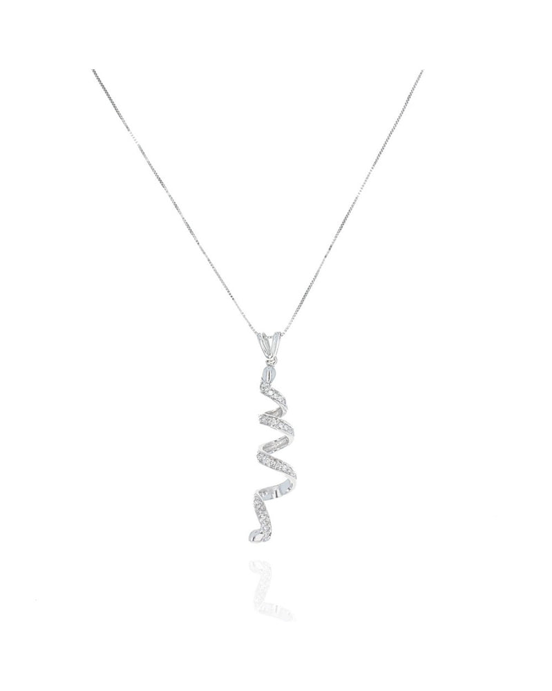 Diamond Pave Corkscrew Drop Necklace