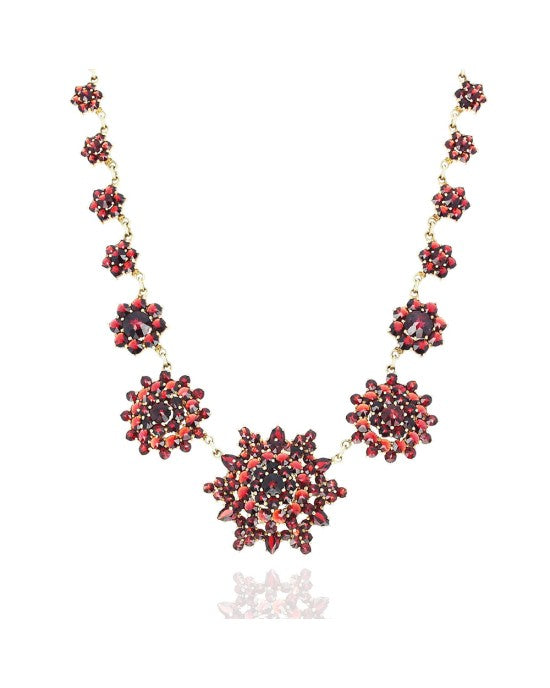 Garnet Flower Station Necklace