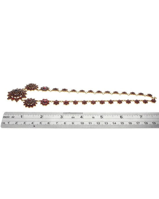 Garnet Flower Station Necklace