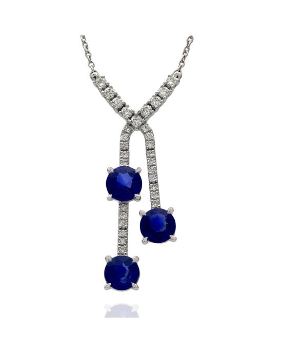 Sapphire and Diamond Drop Necklace