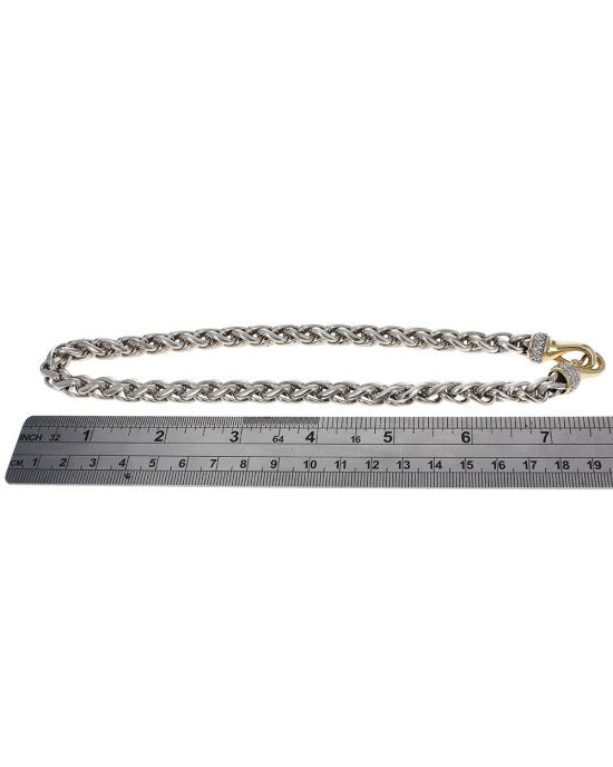 David Yurman Classic Wheat Chain w/ Diamonds in terling Silver & 18KY Gold