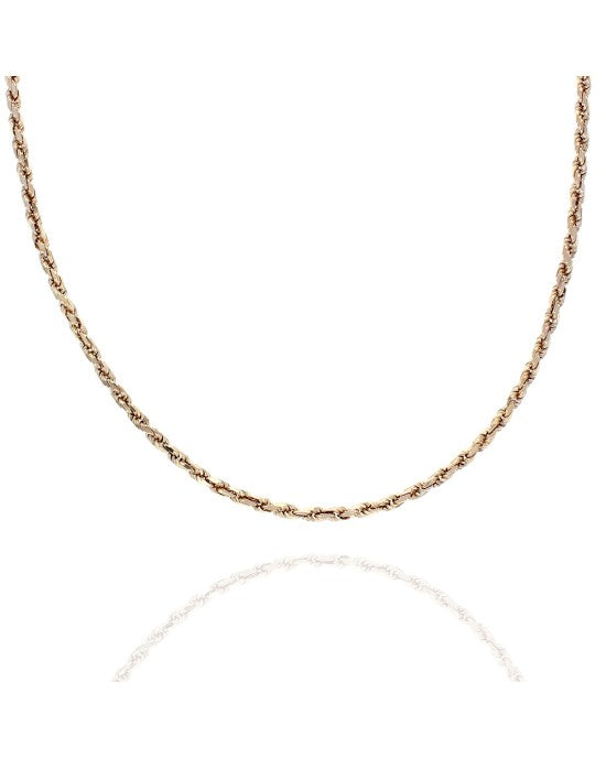 3.7mm Diamond Cut Rope Link Chain in 14K Yellow Gold