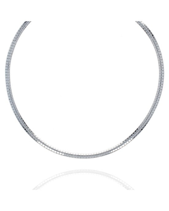 Omega Link Necklace in White Gold