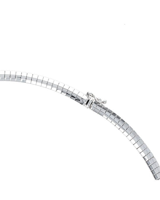 Omega Link Necklace in White Gold