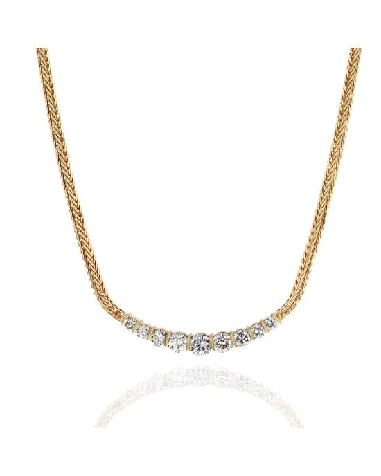 Diamond Station Foxtail Chain Necklace