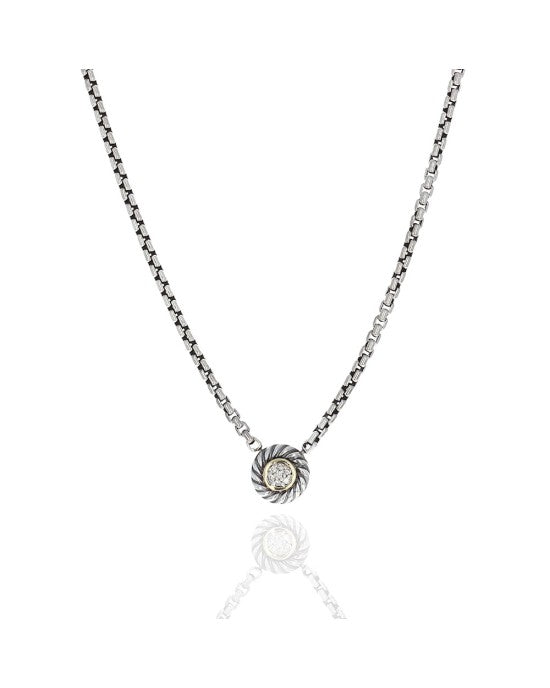 David Yurman Petite Cookie Necklace in Sterling Silver and 18K Yellow Gold