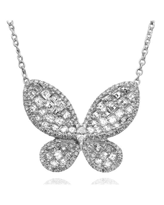 Diamond Butterfly on Cable Chain Necklace