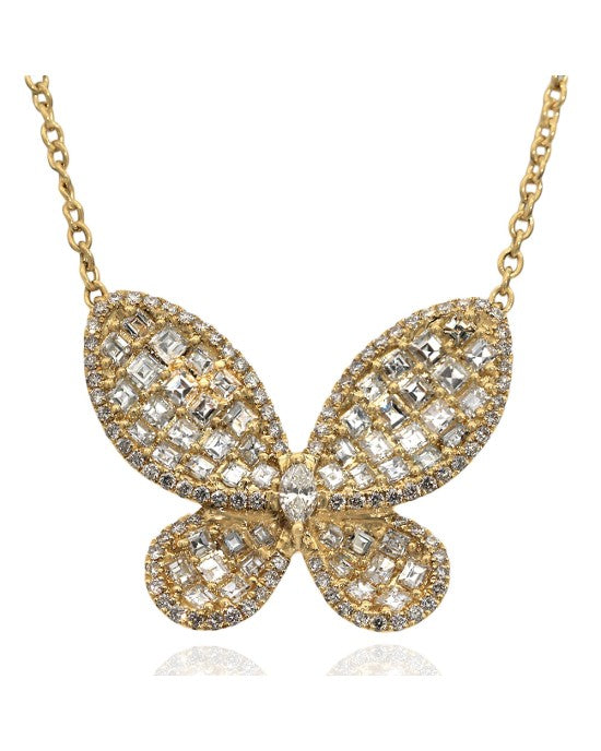 Diamond Butterfly on Cable Chain Necklace