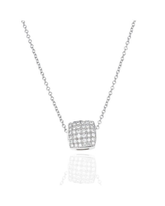 Diamond Pave Square Cushion Drop Necklace