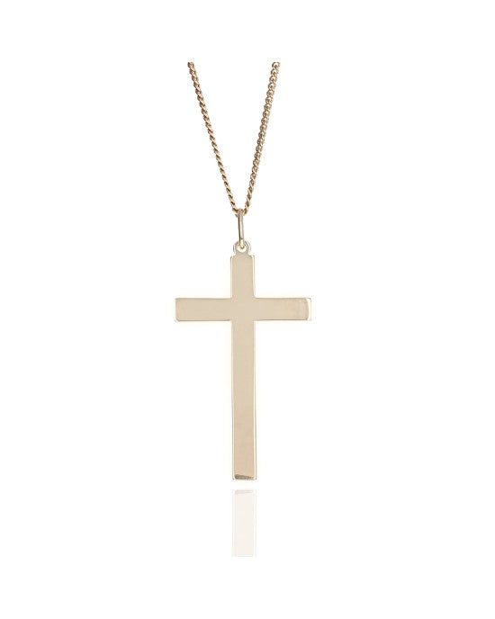 High Polish Cross on Curb Chain Necklace