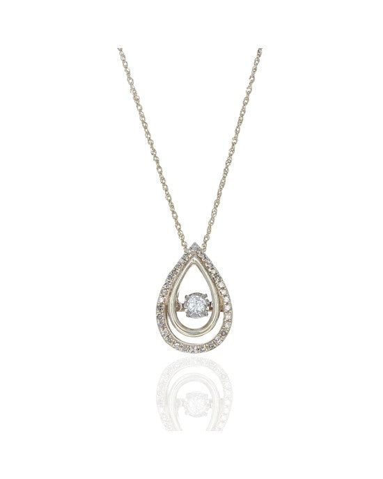 Swinging Diamond Pear Halo Drop Necklace