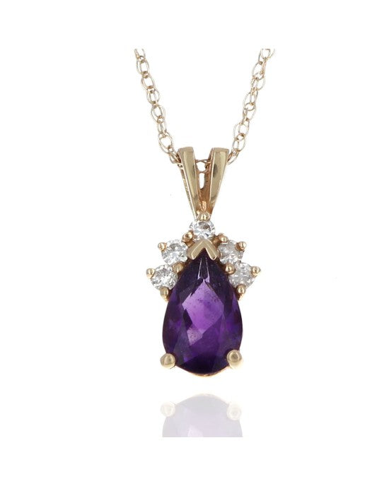 Amethyst and Diamond Drop Necklace