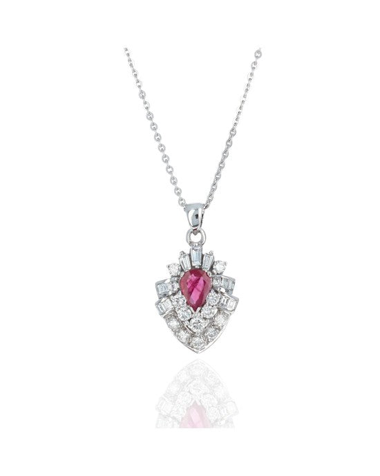 Ruby and Diamond Drop Necklace