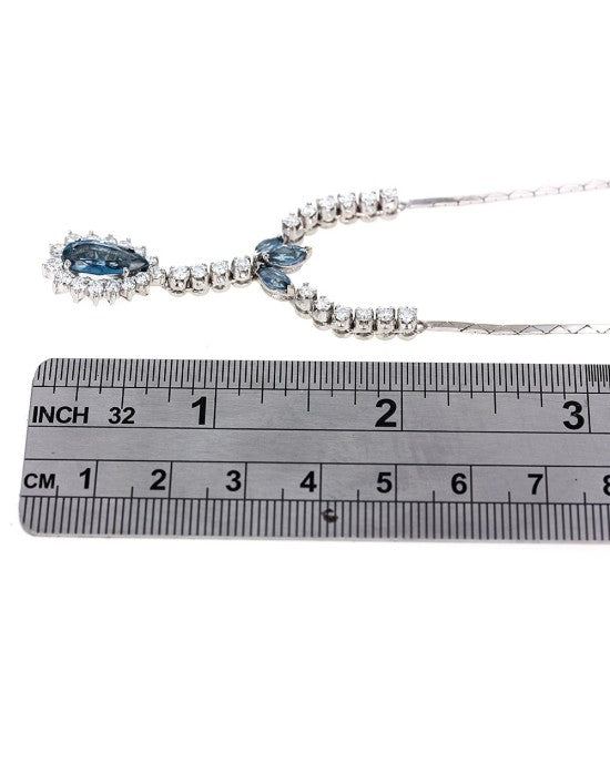 Aquamarine and Diamond Station Necklace