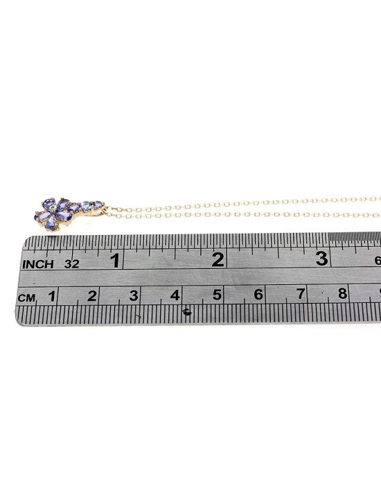 Tanzanite and Diamond Flower Drop Necklace