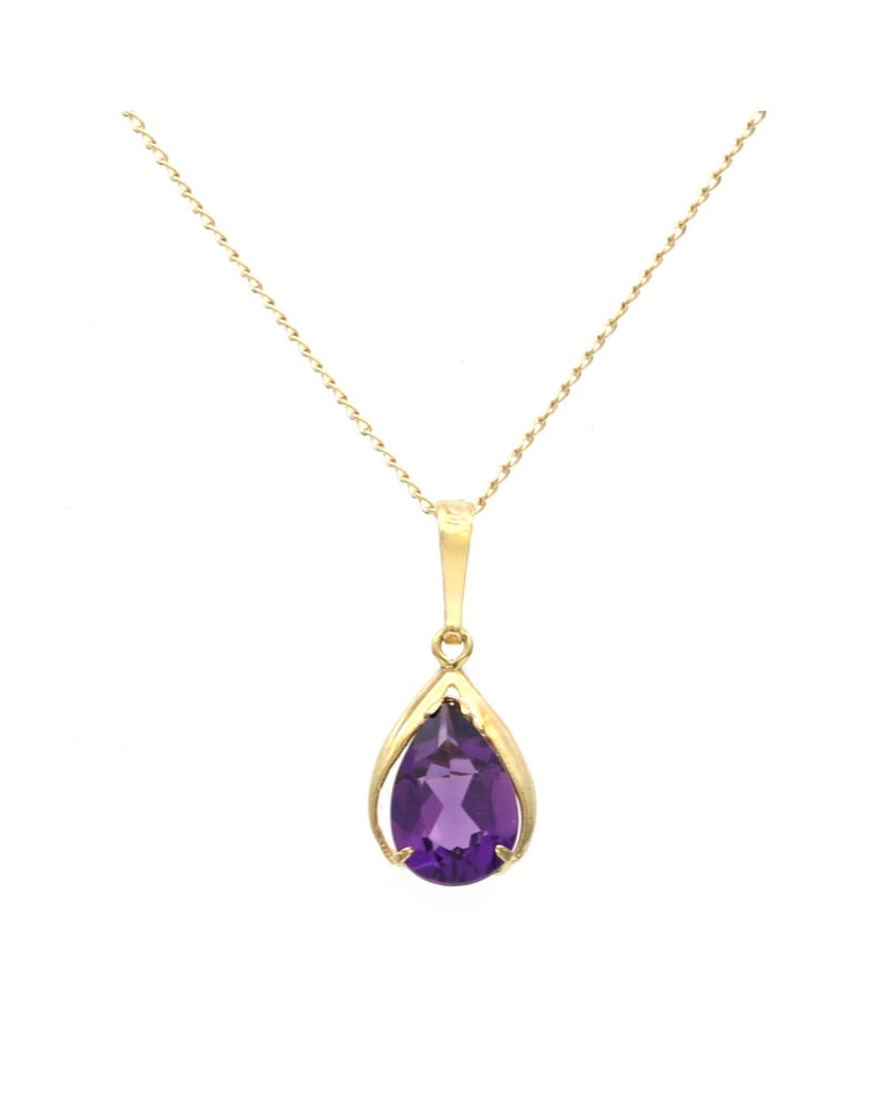 Pear Shaped Amethyst Drop Necklace